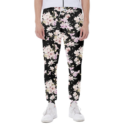 Watercolor Orchid Flower Pattern Print Scuba Joggers