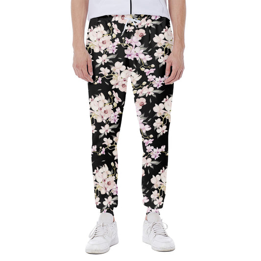 Watercolor Orchid Flower Pattern Print Scuba Joggers
