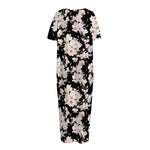 Watercolor Orchid Flower Pattern Print Short Sleeve Long Nightdress