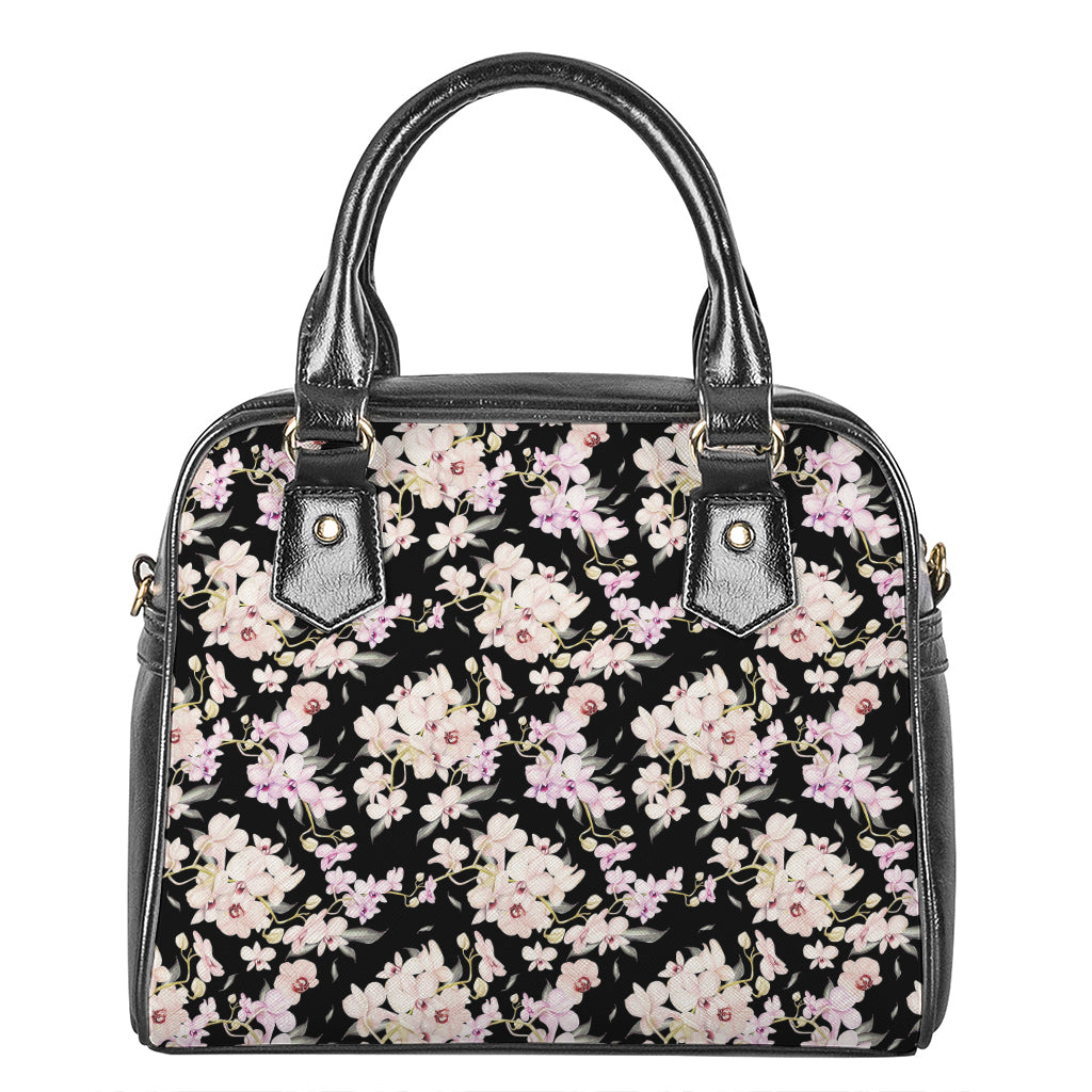 Watercolor Orchid Flower Pattern Print Shoulder Handbag