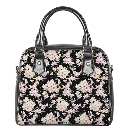 Watercolor Orchid Flower Pattern Print Shoulder Handbag