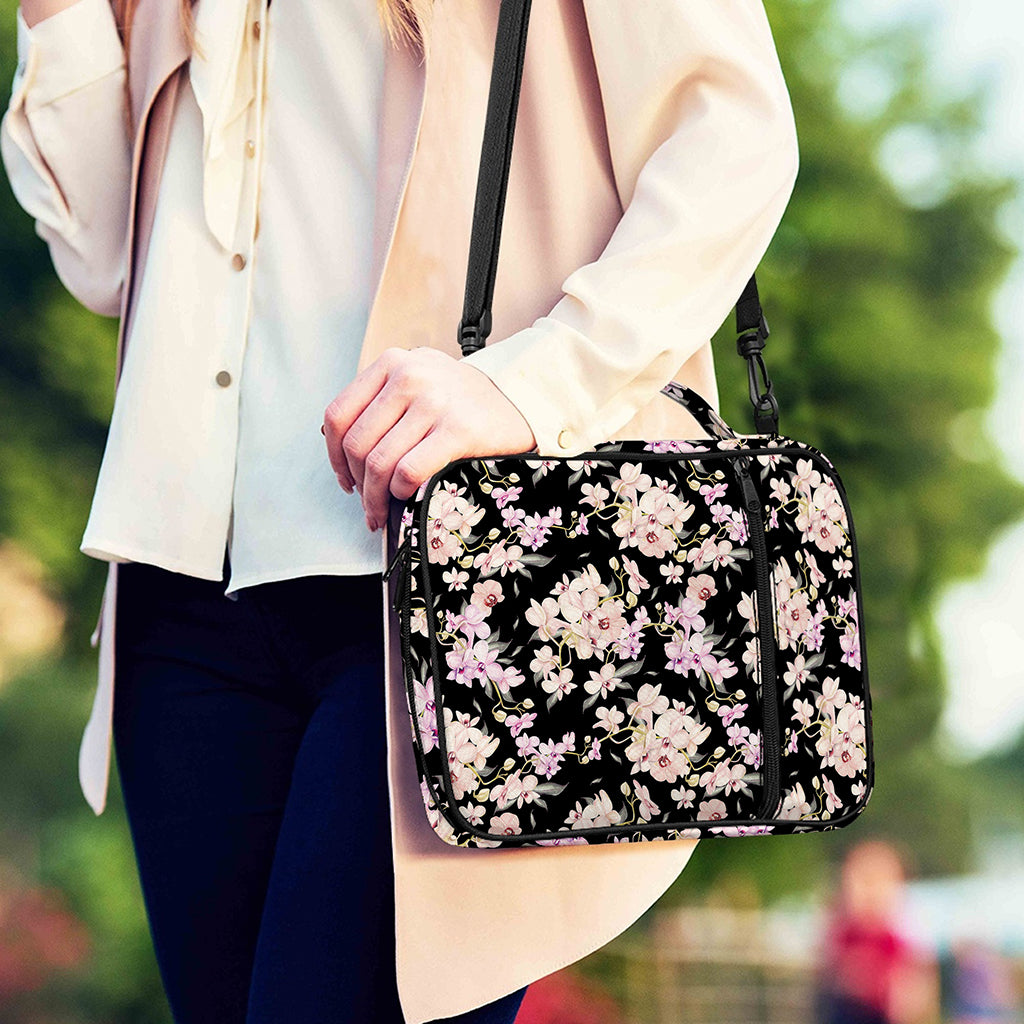 Watercolor Orchid Flower Pattern Print Shoulder Strap Bible Bag