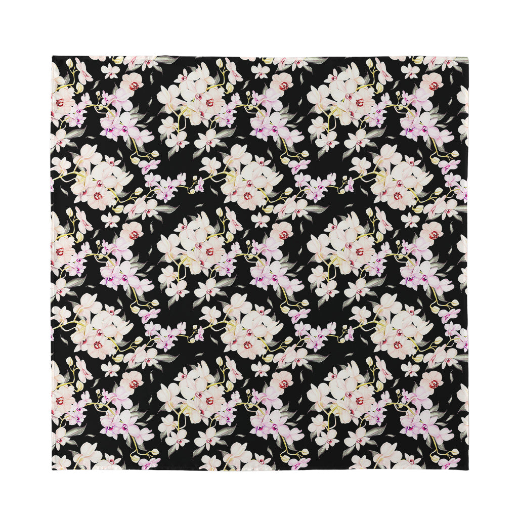 Watercolor Orchid Flower Pattern Print Silk Bandana