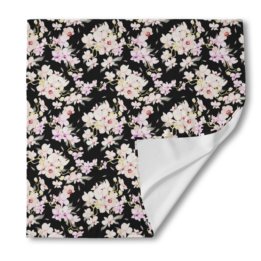 Watercolor Orchid Flower Pattern Print Silk Bandana