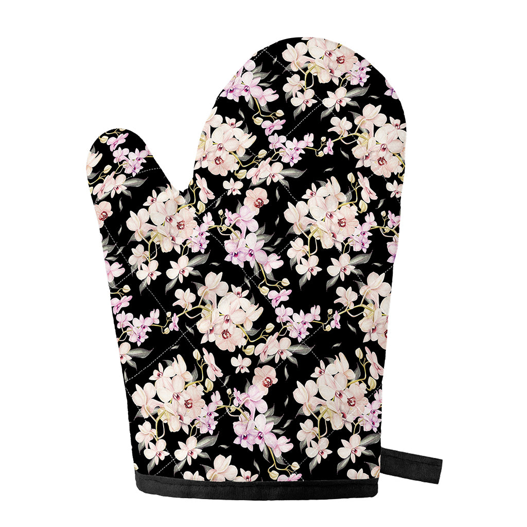 Watercolor Orchid Flower Pattern Print Single Oven Mitt