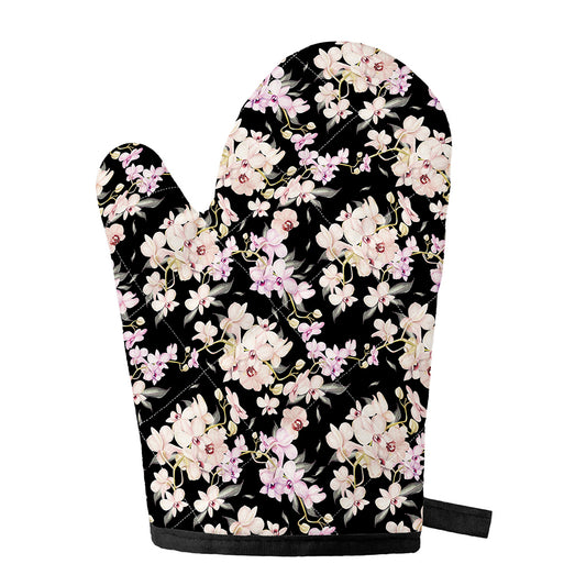 Watercolor Orchid Flower Pattern Print Single Oven Mitt