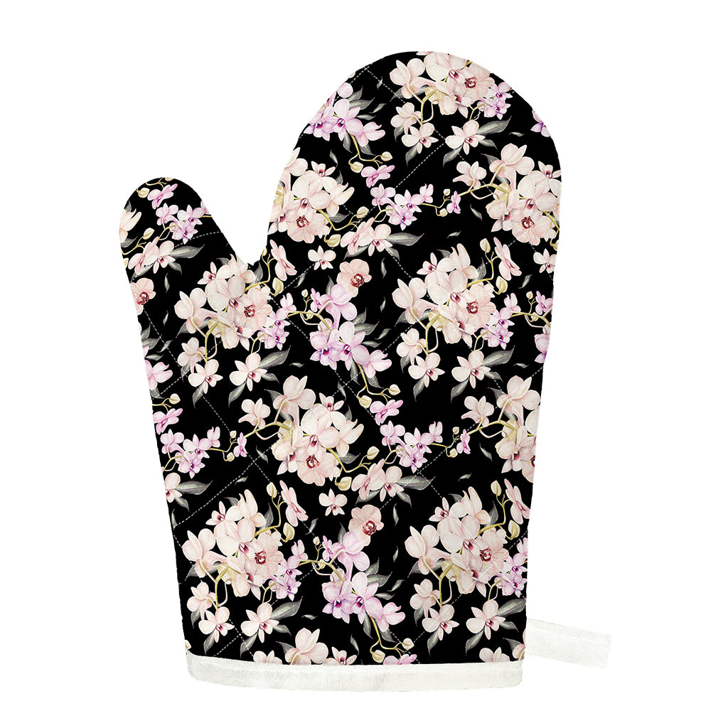 Watercolor Orchid Flower Pattern Print Single Oven Mitt