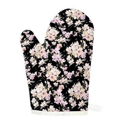 Watercolor Orchid Flower Pattern Print Single Oven Mitt