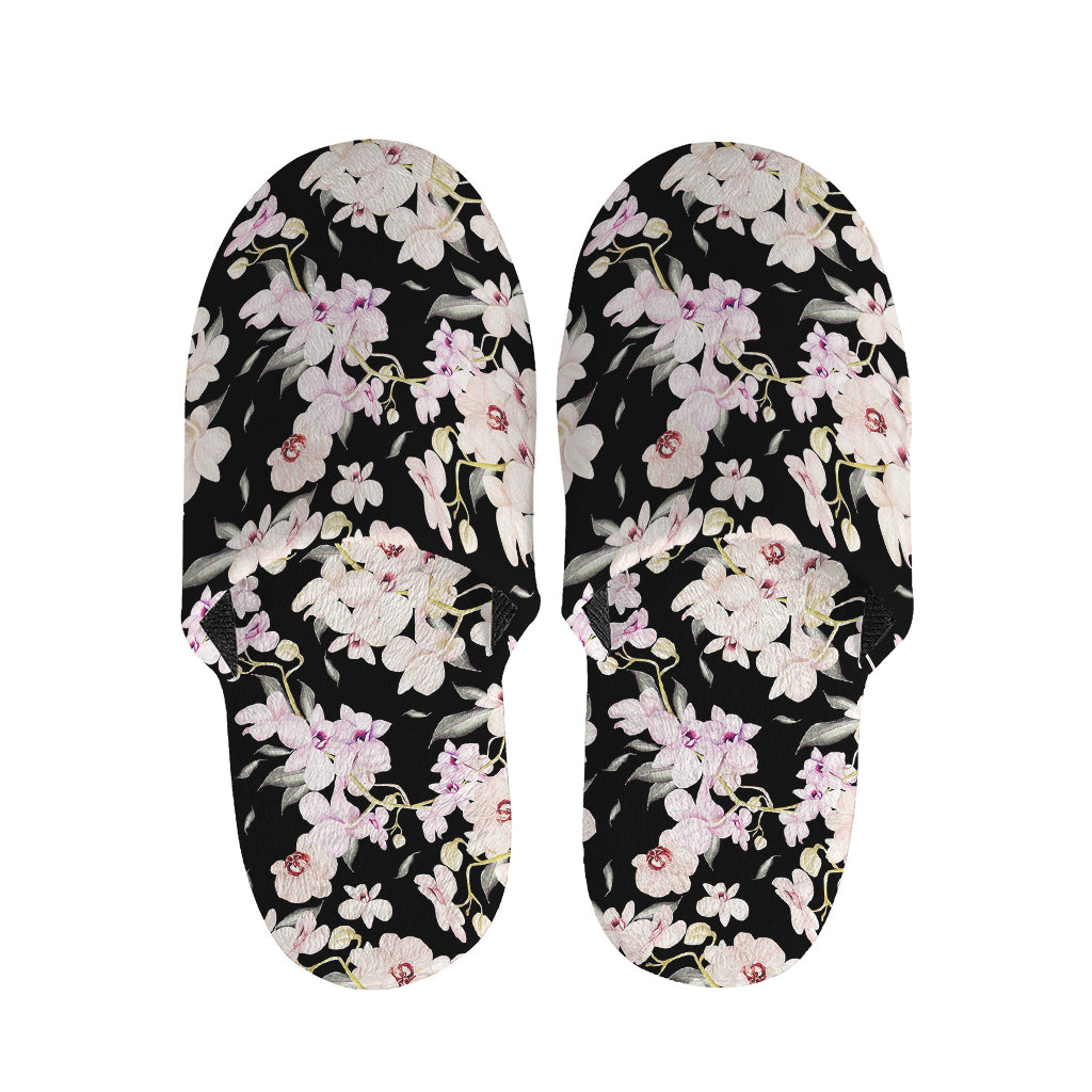 Watercolor Orchid Flower Pattern Print Slippers