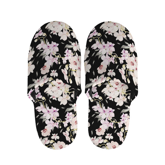 Watercolor Orchid Flower Pattern Print Slippers