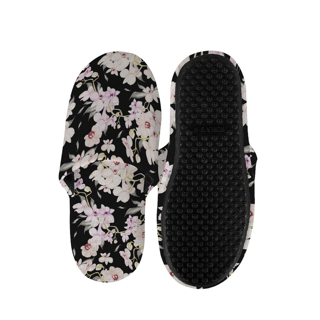 Watercolor Orchid Flower Pattern Print Slippers
