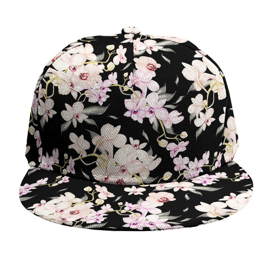 Watercolor Orchid Flower Pattern Print Snapback Cap