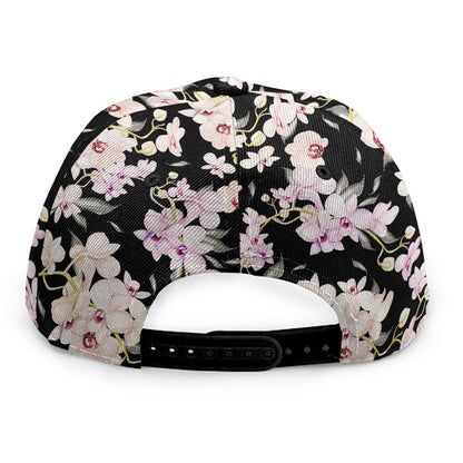 Watercolor Orchid Flower Pattern Print Snapback Cap