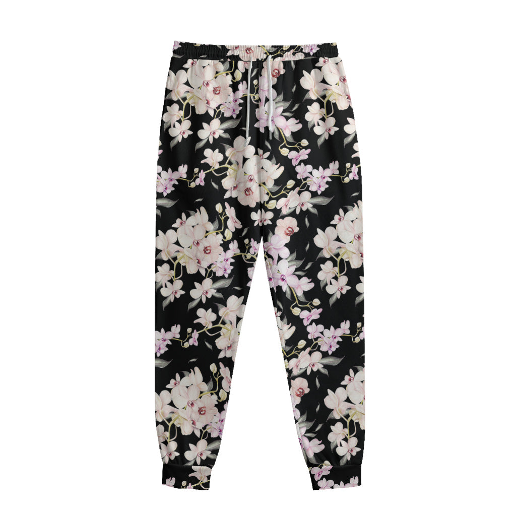 Watercolor Orchid Flower Pattern Print Sweatpants