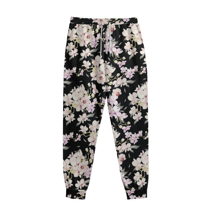 Watercolor Orchid Flower Pattern Print Sweatpants