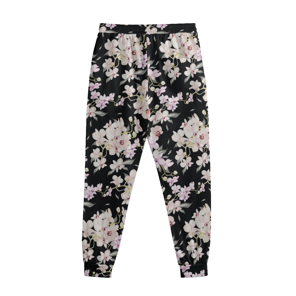 Watercolor Orchid Flower Pattern Print Sweatpants