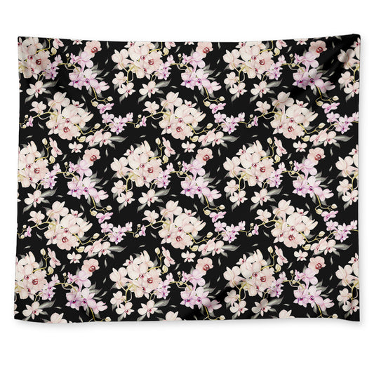 Watercolor Orchid Flower Pattern Print Tapestry