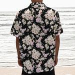 Watercolor Orchid Flower Pattern Print Textured Short Sleeve Shirt