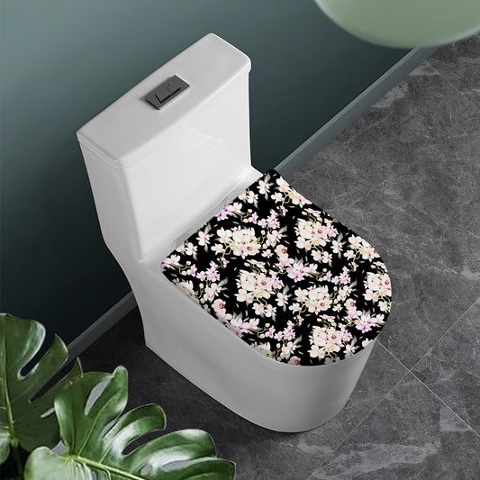 Watercolor Orchid Flower Pattern Print Toilet Lid Cover
