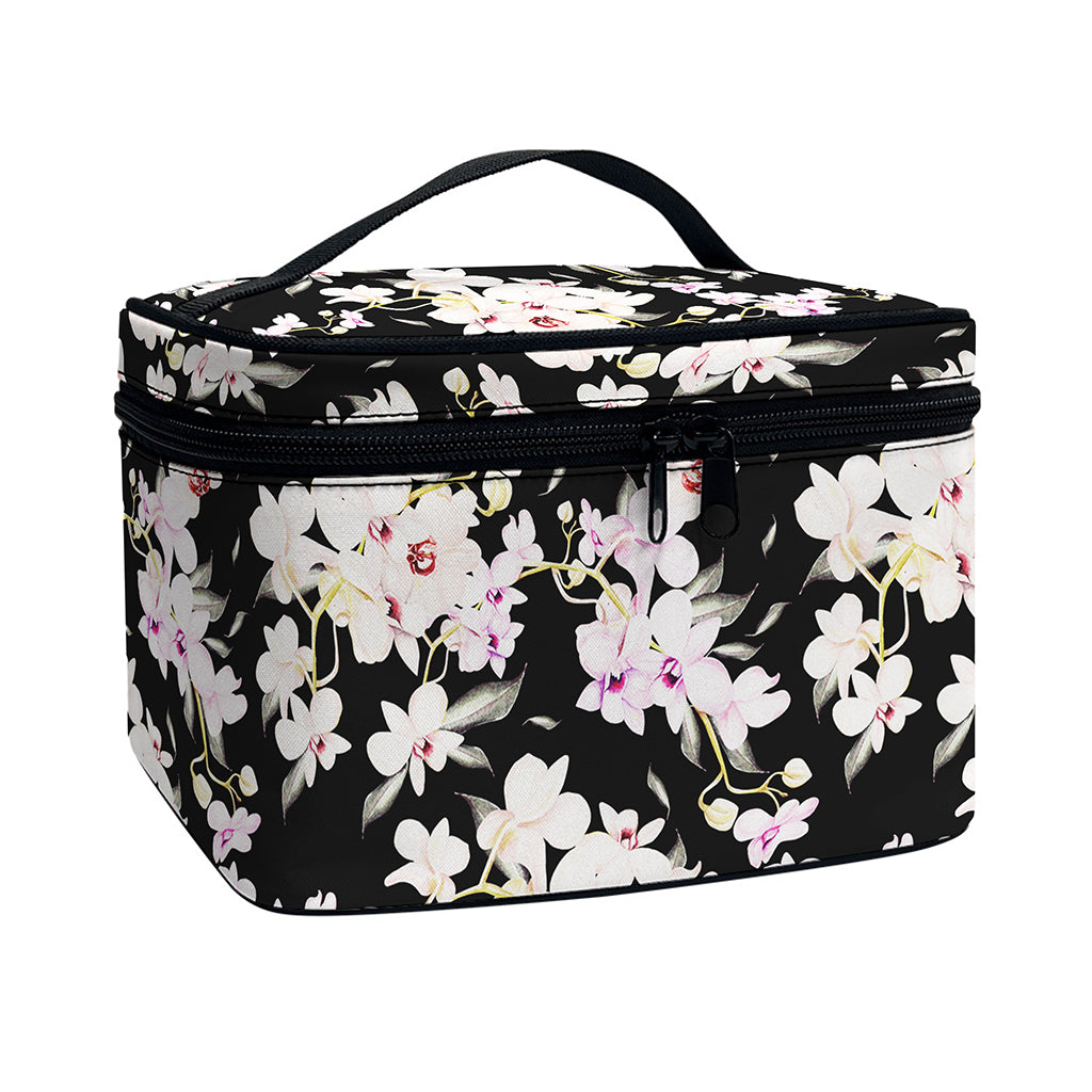 Watercolor Orchid Flower Pattern Print Travel Makeup Bag
