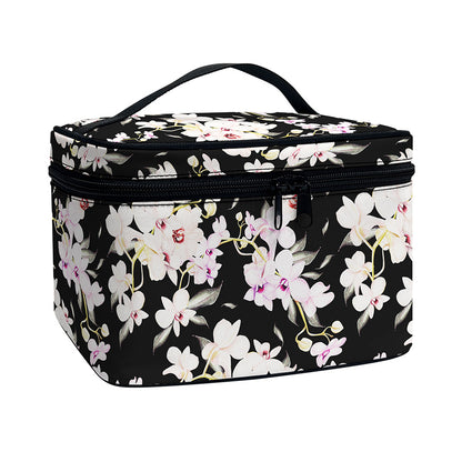 Watercolor Orchid Flower Pattern Print Travel Makeup Bag