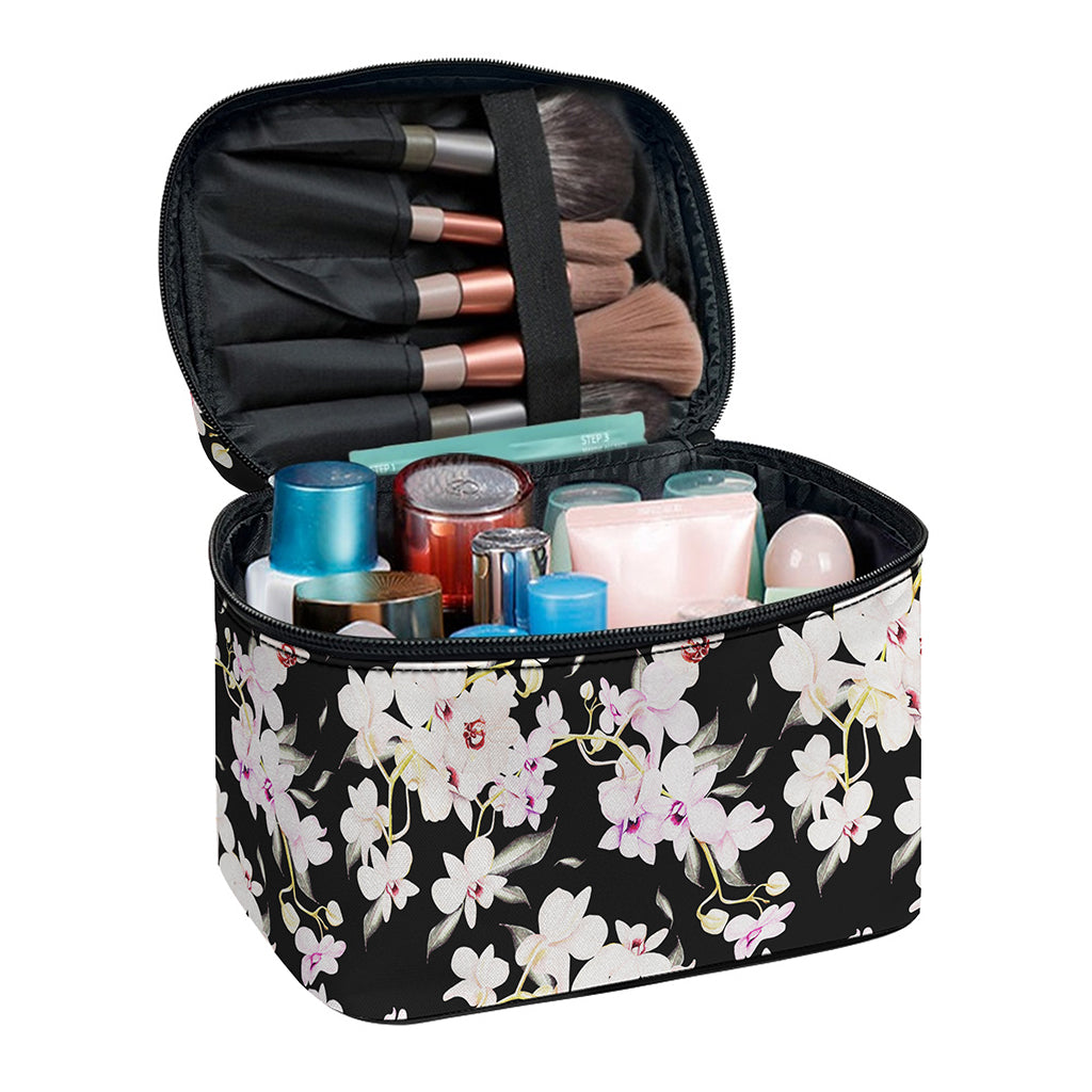 Watercolor Orchid Flower Pattern Print Travel Makeup Bag