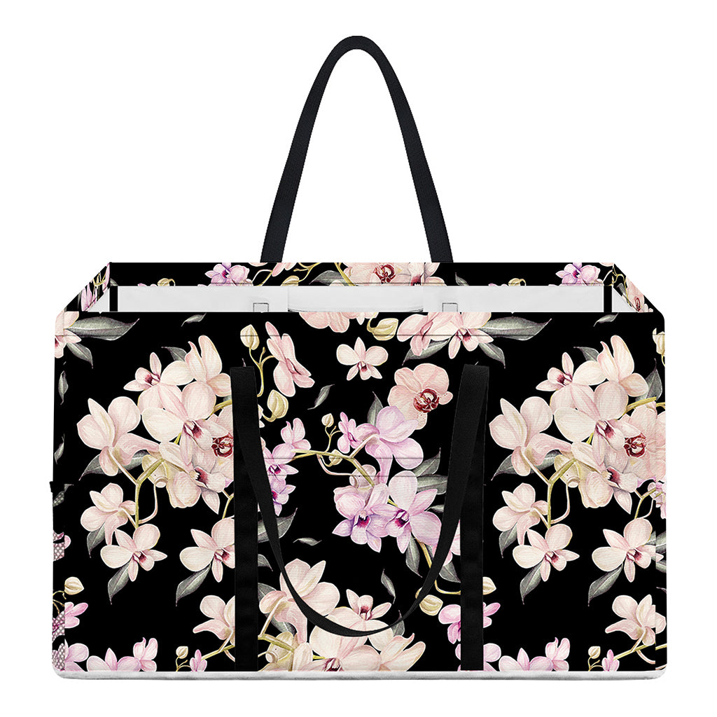 Watercolor Orchid Flower Pattern Print Utility Tote Bag