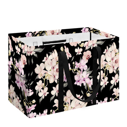 Watercolor Orchid Flower Pattern Print Utility Tote Bag