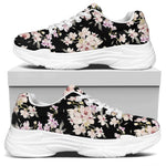 Watercolor Orchid Flower Pattern Print White Chunky Shoes