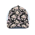 Watercolor Orchid Flower Pattern Print White Mesh Trucker Hat