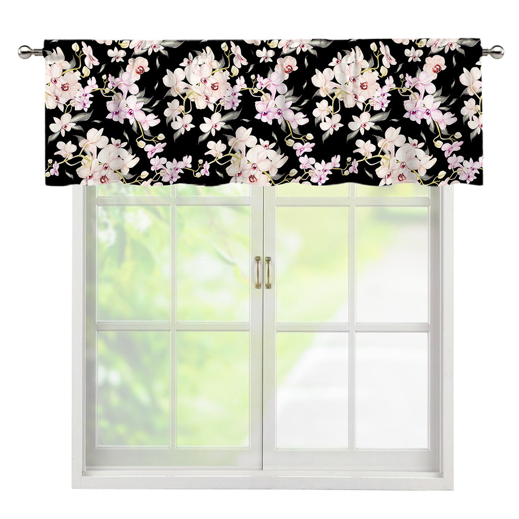 Watercolor Orchid Flower Pattern Print Window Valance