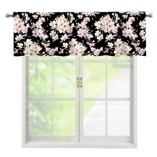 Watercolor Orchid Flower Pattern Print Window Valance