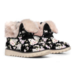 Watercolor Orchid Flower Pattern Print Winter Boots