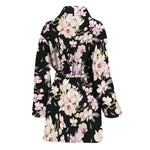 Watercolor Orchid Flower Pattern Print Women's Bathrobe