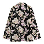 Watercolor Orchid Flower Pattern Print Women's Cotton Blazer