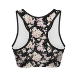 Watercolor Orchid Flower Pattern Print Women's Sports Bra