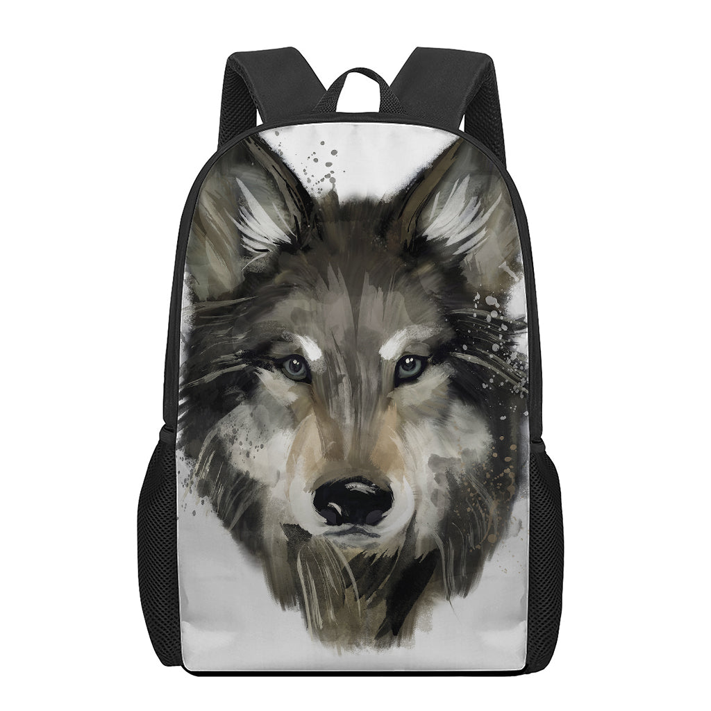 Watercolor Painting Wolf Print 17 Inch Backpack