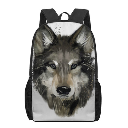 Watercolor Painting Wolf Print 17 Inch Backpack