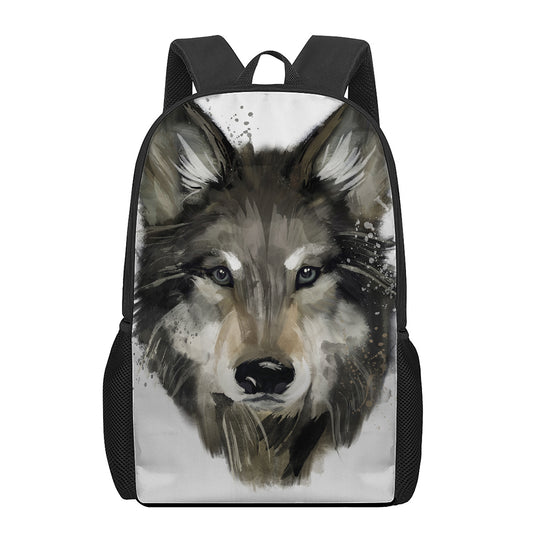 Watercolor Painting Wolf Print 17 Inch Backpack