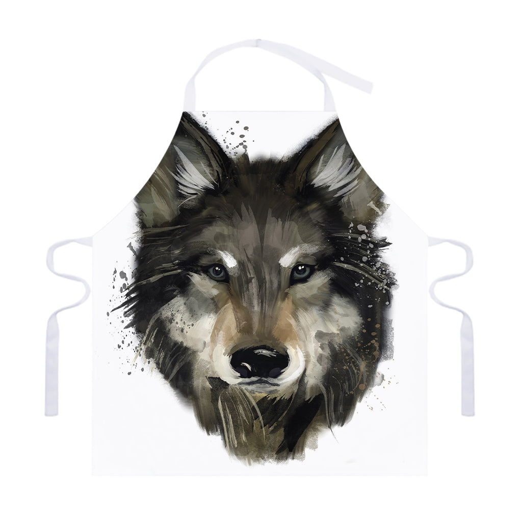 Watercolor Painting Wolf Print Adjustable Apron