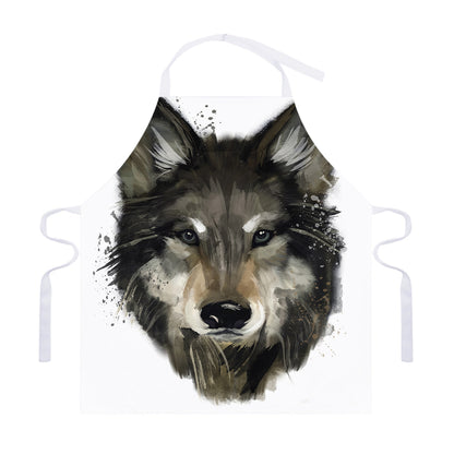 Watercolor Painting Wolf Print Adjustable Apron