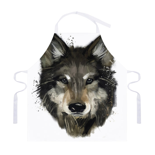 Watercolor Painting Wolf Print Adjustable Apron