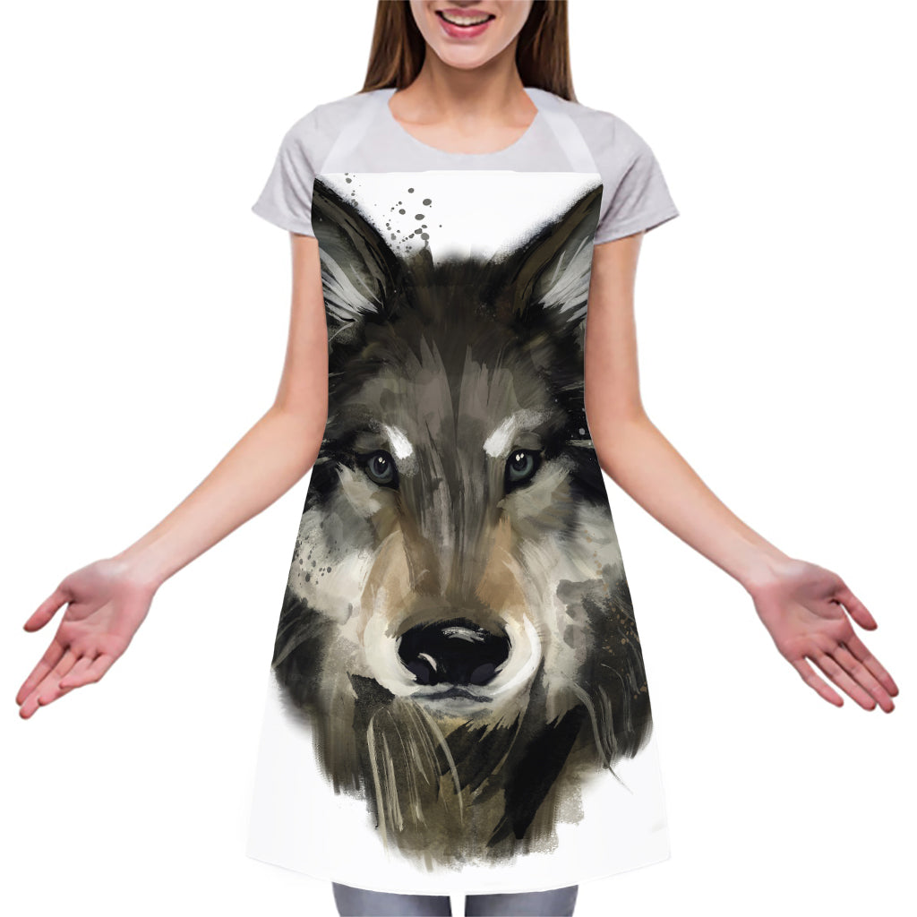 Watercolor Painting Wolf Print Adjustable Apron