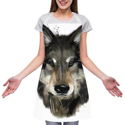 Watercolor Painting Wolf Print Adjustable Apron