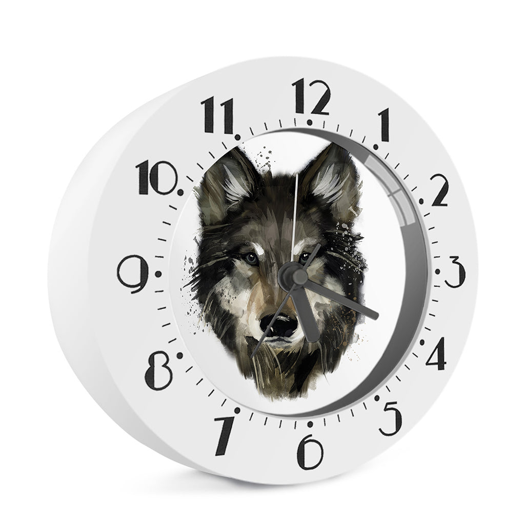 Watercolor Painting Wolf Print Alarm Clock