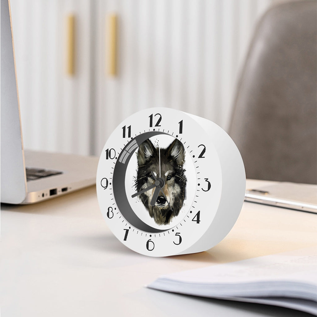 Watercolor Painting Wolf Print Alarm Clock