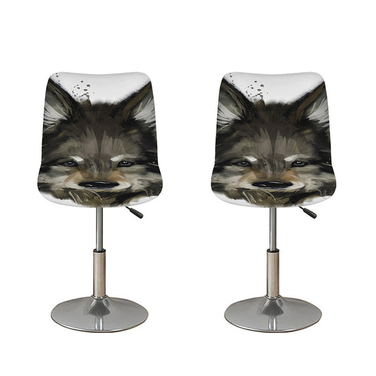 Watercolor Painting Wolf Print Bar Stool Covers