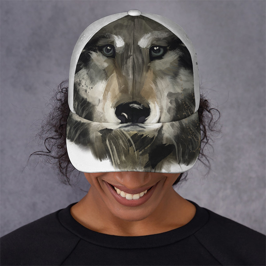 Watercolor Painting Wolf Print Baseball Cap