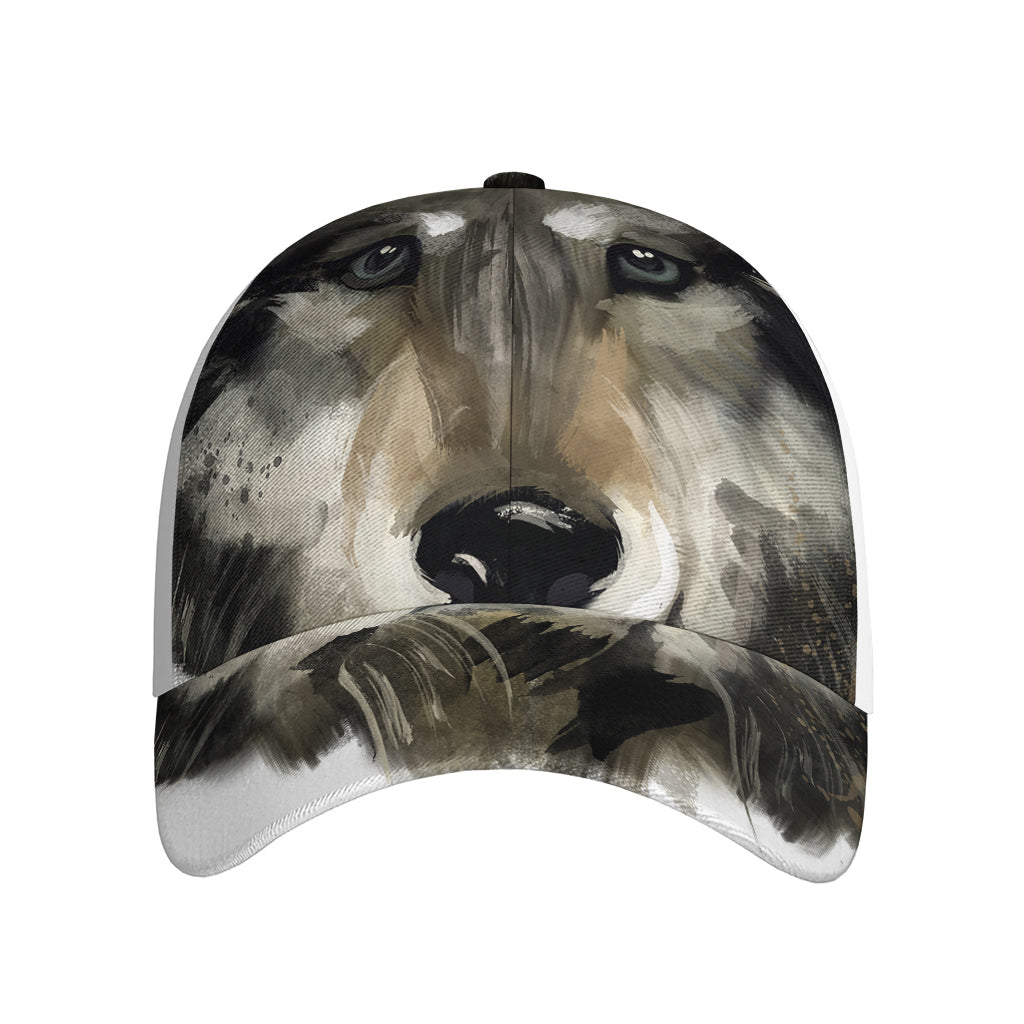 Watercolor Painting Wolf Print Baseball Cap