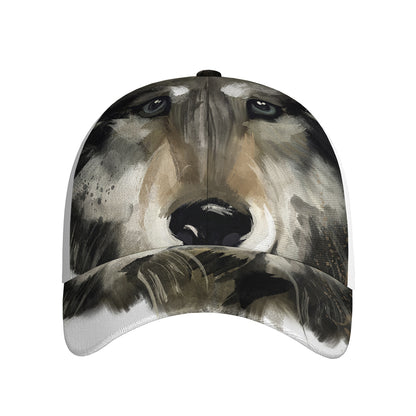 Watercolor Painting Wolf Print Baseball Cap